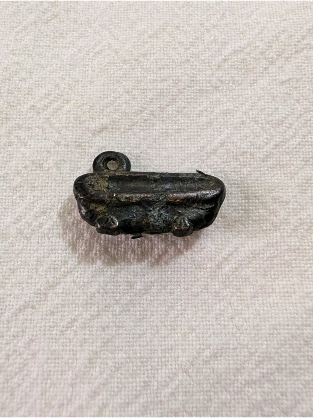 Antique Miniature Bathtub Charm Fob Pendant Victorian Edwardian Brass Verdigris